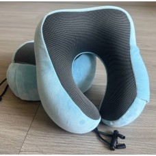 Дорожная подушка-рогалик Memory foam под шею с фиксатором Бирюза