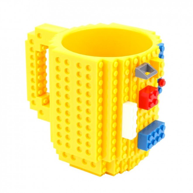 Кружка лего - чашка конструктор в стиле LEGO 350 мл желтая