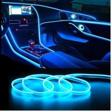 Гибкая неоновая Подсветка салона авто - Холодный синий  5м от прикуривателя