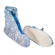 Многоразовые водонепроницаемые чехлы бахилы для обуви с молнией и шнурком-утяжкой L 37-38 р. цветы