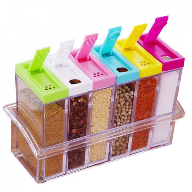 Набор контейнеров для специй Seasoning Six Piece на подставке 