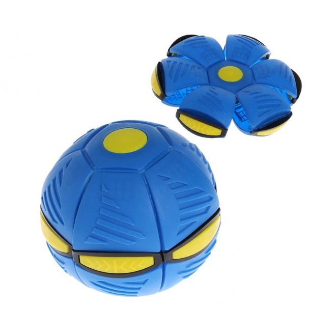 Складной игровой мяч-трансформер Flat Ball Disc ∙ Светящийся Диск-мяч мячик для фрисби и активных игр Синий