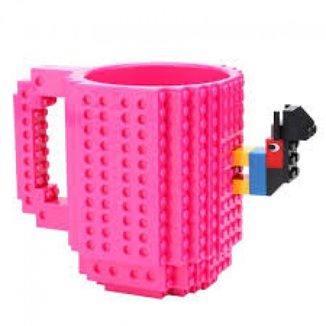 Кружка лего - чашка конструктор в стиле LEGO 350 мл малиновая