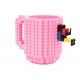 Кружка лего - чашка конструктор в стилі LEGO 350 мл рожева