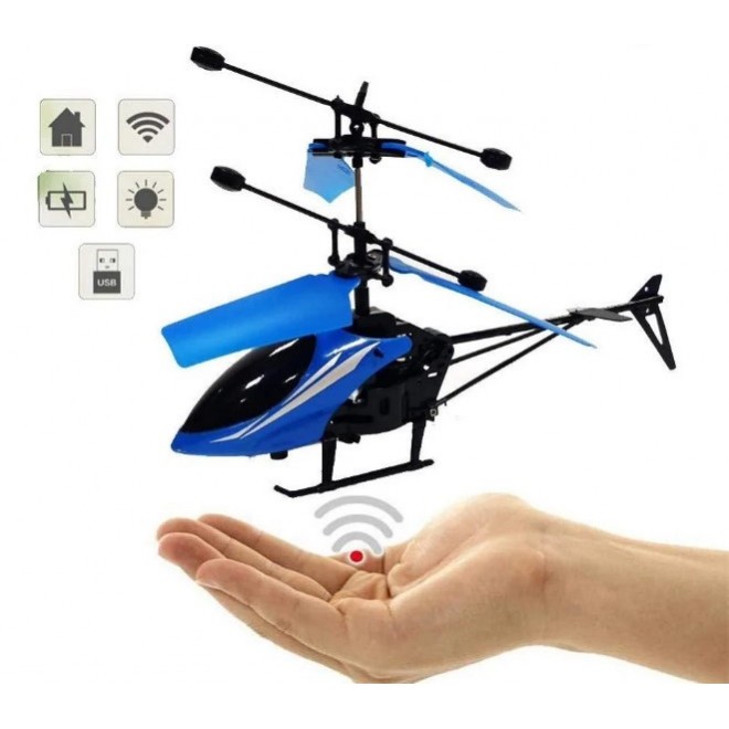Интерактивная игрушка Летающий вертолет Induction aircraft с сенсорным управлением Синий