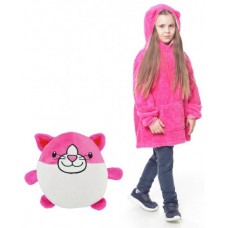 Дитяча толстовка халат плед трансформер з капюшоном і рукавами Huggle Pets Дитяча Футболка Худі рожева