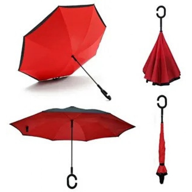Зонтик автомат Umbrella Красный, зонт перевертыш, умный зонт наоборот.