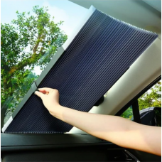 Выдвижная шторка солнцезащитная в авто 145x70см Ткань+Фольга 