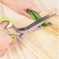 Кухонные ножницы для зелени Herb Scissors 5 острых лезвий  + щетка для чистки
