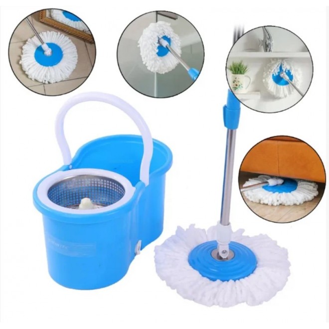 Швабра Spin MOP 360 с турбо отжимом и ведром голубое