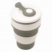 Складная силиконовая чашка с крышкой Collapsible Coffe Cup 350 ml., силиконовая складная кружка для путешествий