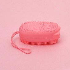 Двухсторонняя силиконовая мочалка для тела Bath Brush  с губкой розовая