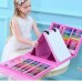 Детский набор для рисования на 208 предметов с мольбертом в чемоданчике розовый