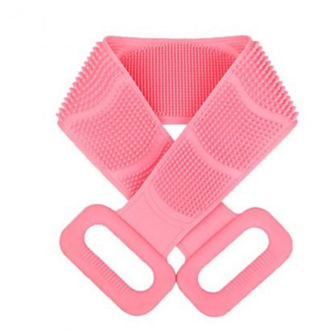 Двухсторонняя силиконовая мочалка-массажер для тела Silica Gel Bath Brush розовая 