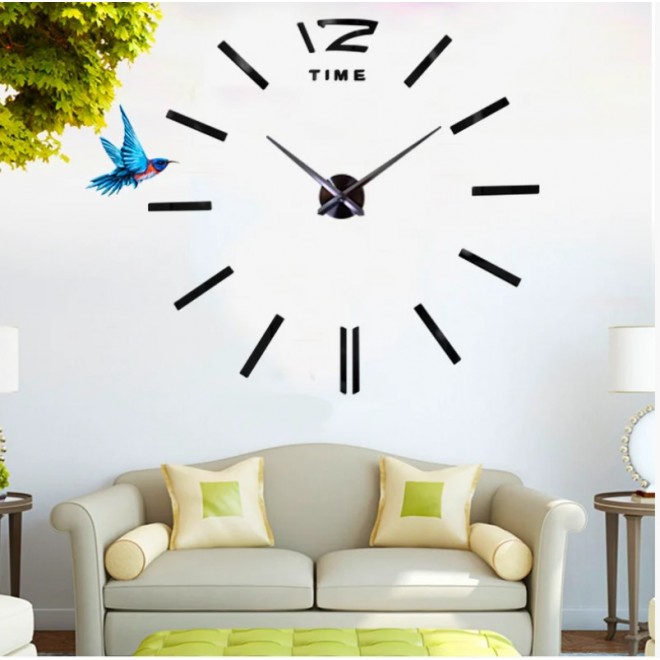  Великі настінні годинники 3D DIY Clock чорні