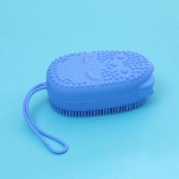 Двухсторонняя силиконовая мочалка для тела Bath Brush  с губкой голубая