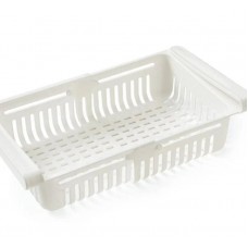 Раздвижной пластиковый контейнер для хранения продуктов в холодильнике Storage rack белый