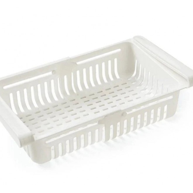 Раздвижной пластиковый контейнер для хранения продуктов в холодильнике Storage rack белый