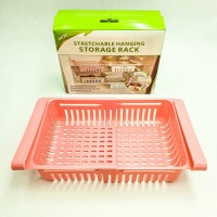 Раздвижной пластиковый контейнер для хранения продуктов в холодильнике Storage rack розовый Раздвижной пластиковый контейнер для хранения продуктов в холодильнике Storage rack розовый