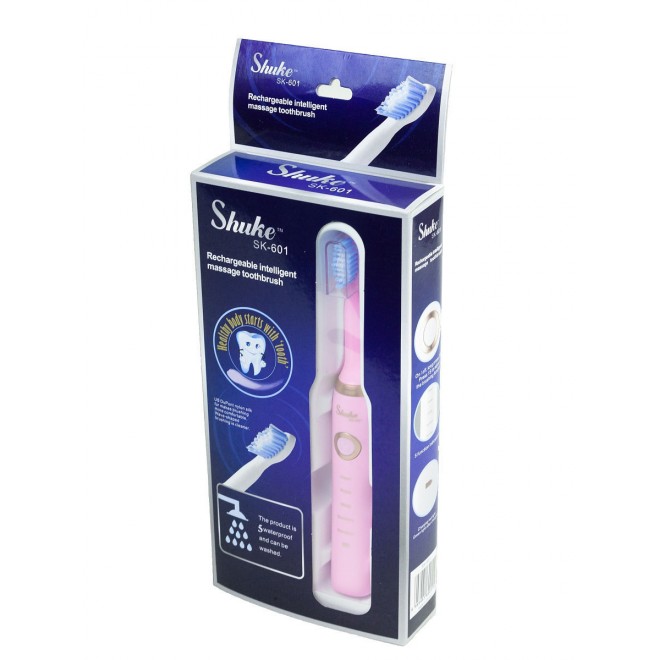 Елетрична зубна щітка Shuke з 4 насадками рожева