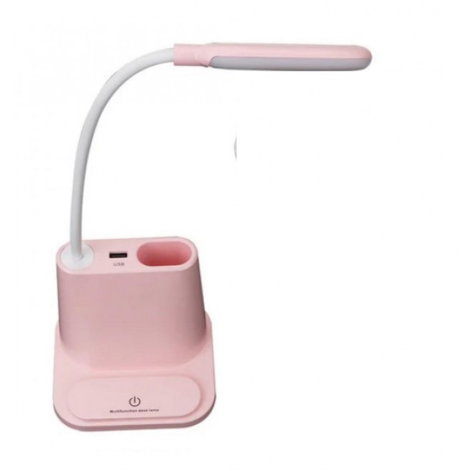 Умная настольная светодиодная лампа 3в1 со встроенным аккумулятором и PowerBank розовая
