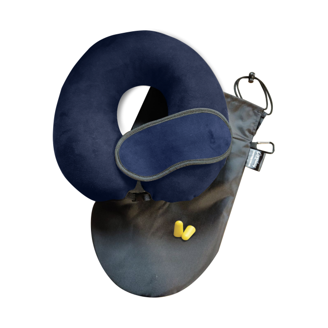 Набір Premium подушка Coverbag для подорожей синій маски для сну