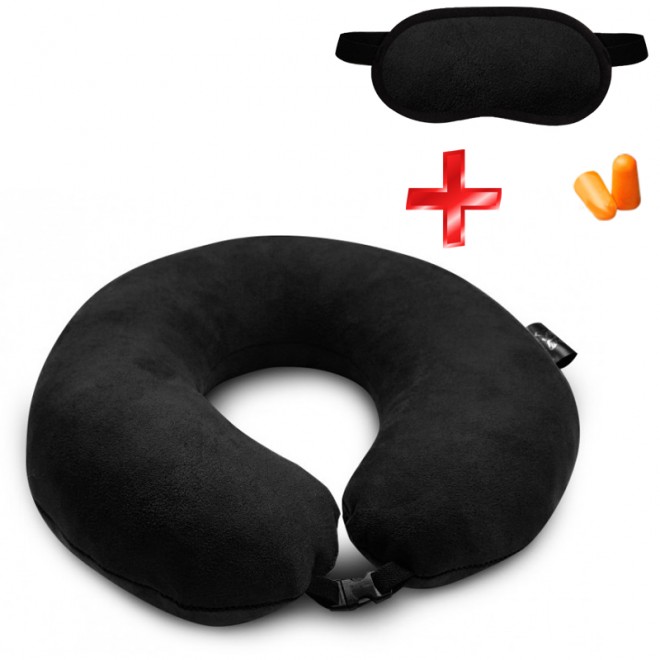 Подушка Coverbag для подорожей чорна маска для сну