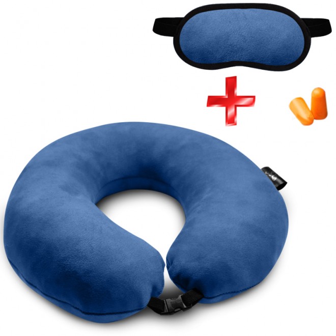 Подушка Coverbag для путешествий электрик + маска для сна