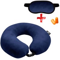 Подушка Coverbag для путешествий синяя + маска для сна