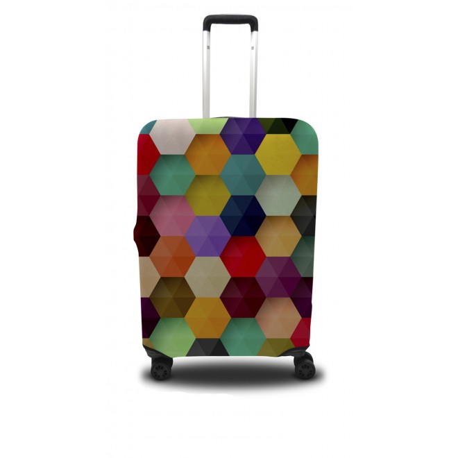  Чохол для валізи Coverbag шестикутник S принт 0410
