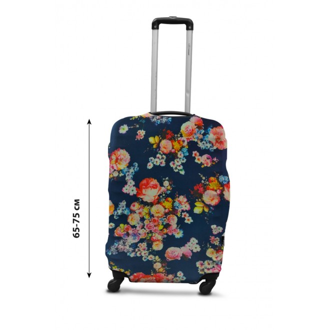 Чехол для чемодана Coverbag дайвинг L цветы на синем